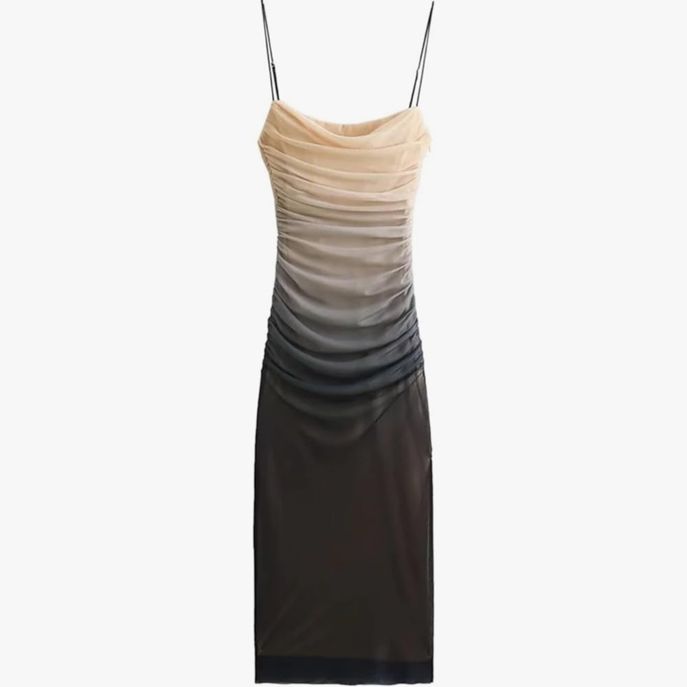 ZARA PRINT DRESS WITH TULLE